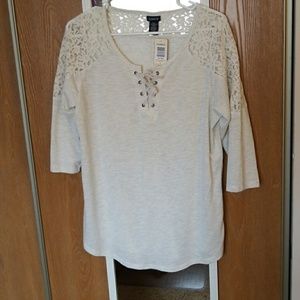 Torrid Oat Color Lace-Up Henley Top